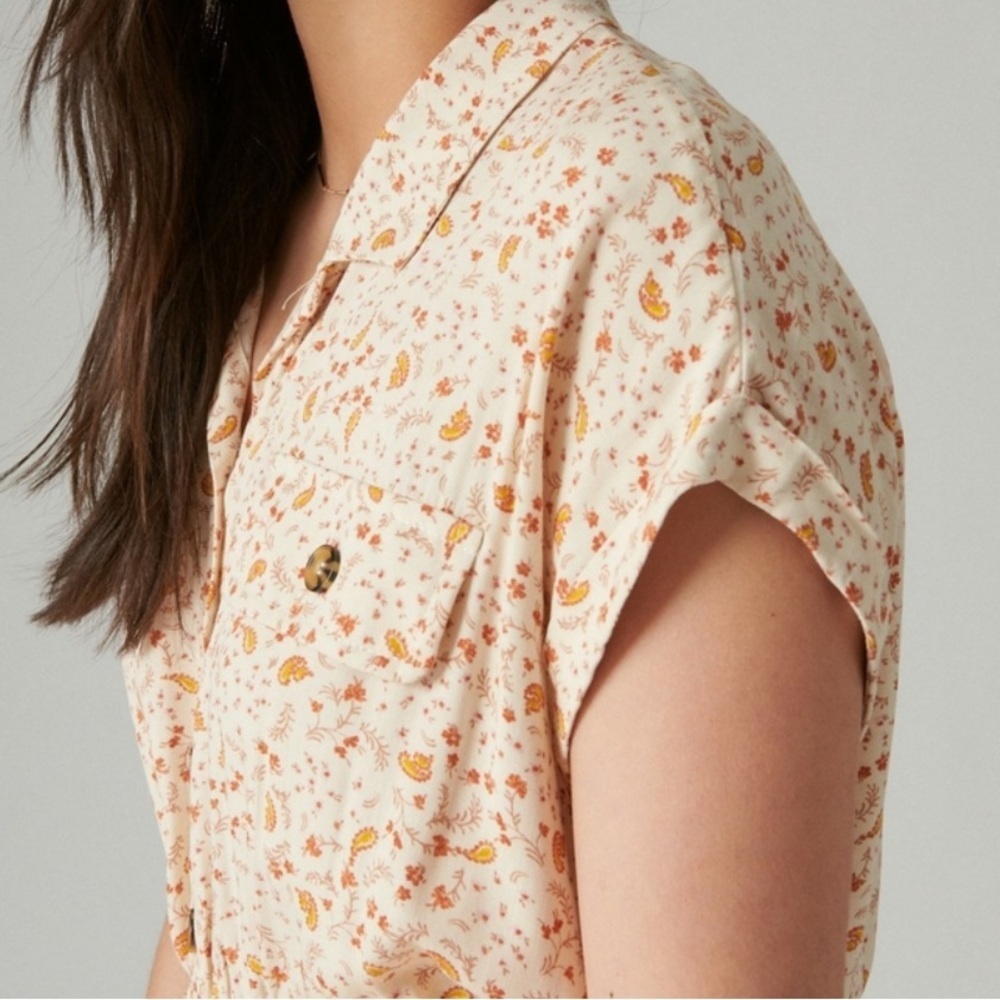Printed Short Sleeve Shirt Dress - Picture 2 of 6